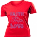 Tricou rosu femei,mov - Faith, Hope, Love
